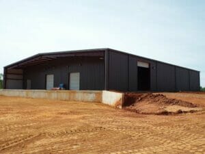 Pre Engineered Metal Building With Covered Outdoor Space, Lighting, And Roll Up Doors