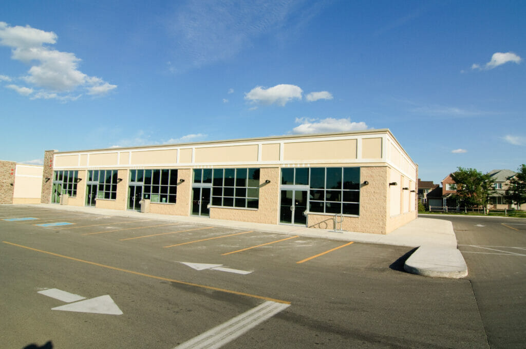 Suburban strip mall steel building