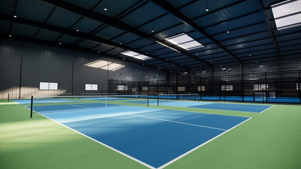 Indoor pickleball tennis court